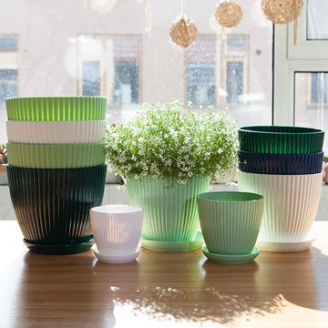 Textured Resin Flower Pots
